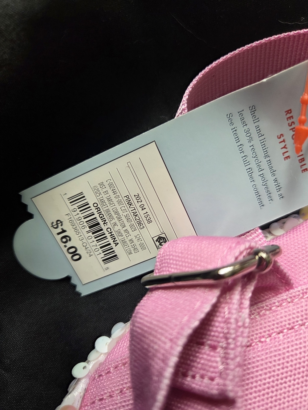 Cat & Jack Pink Sequin Unicorn Pom-Pom Kids Backpack - Picture 3 of 3